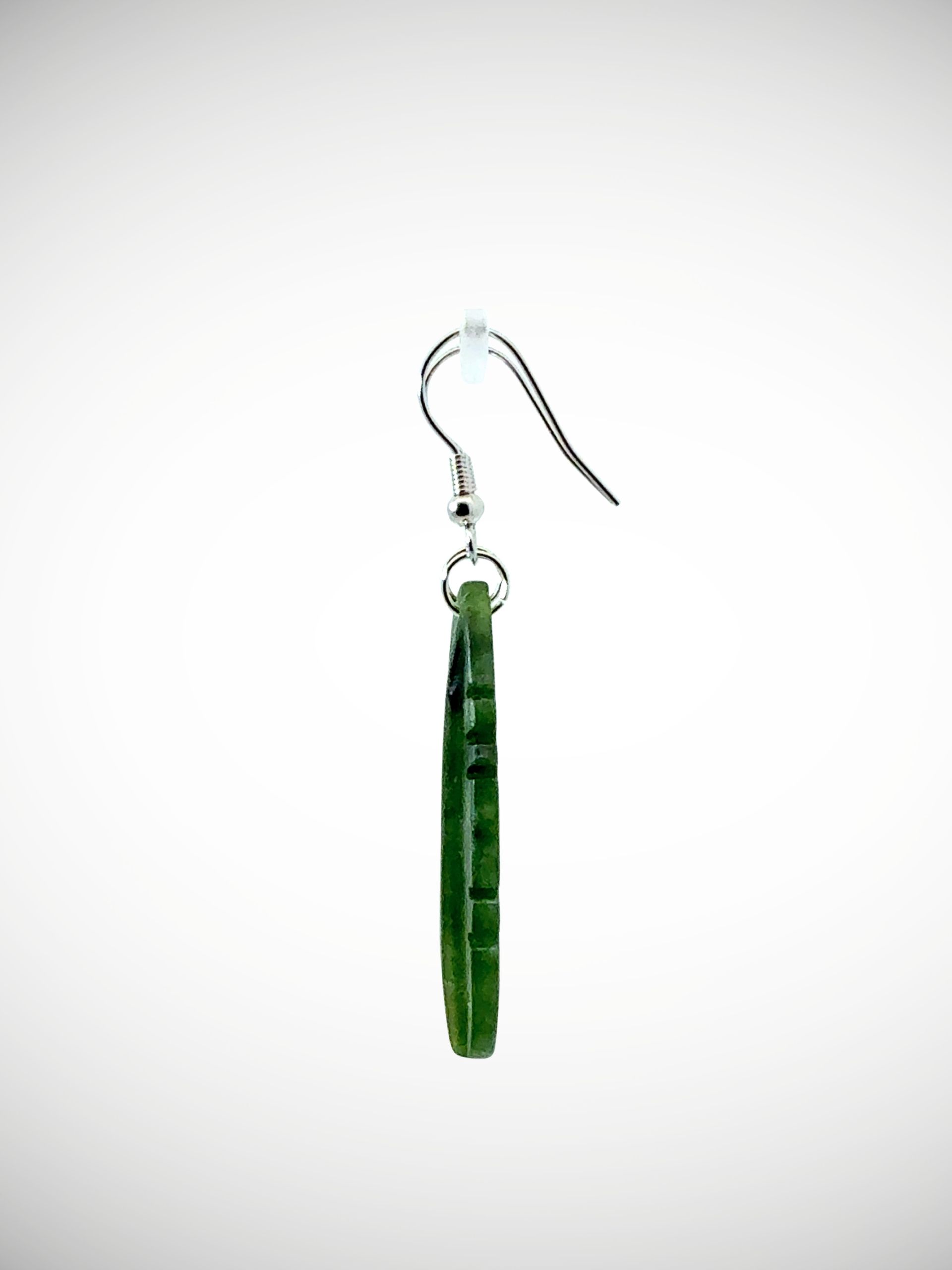 Moko Pounamu Genuine NZ Kawakawa Greenstone & Sterling Silver Earrings - Waiaua