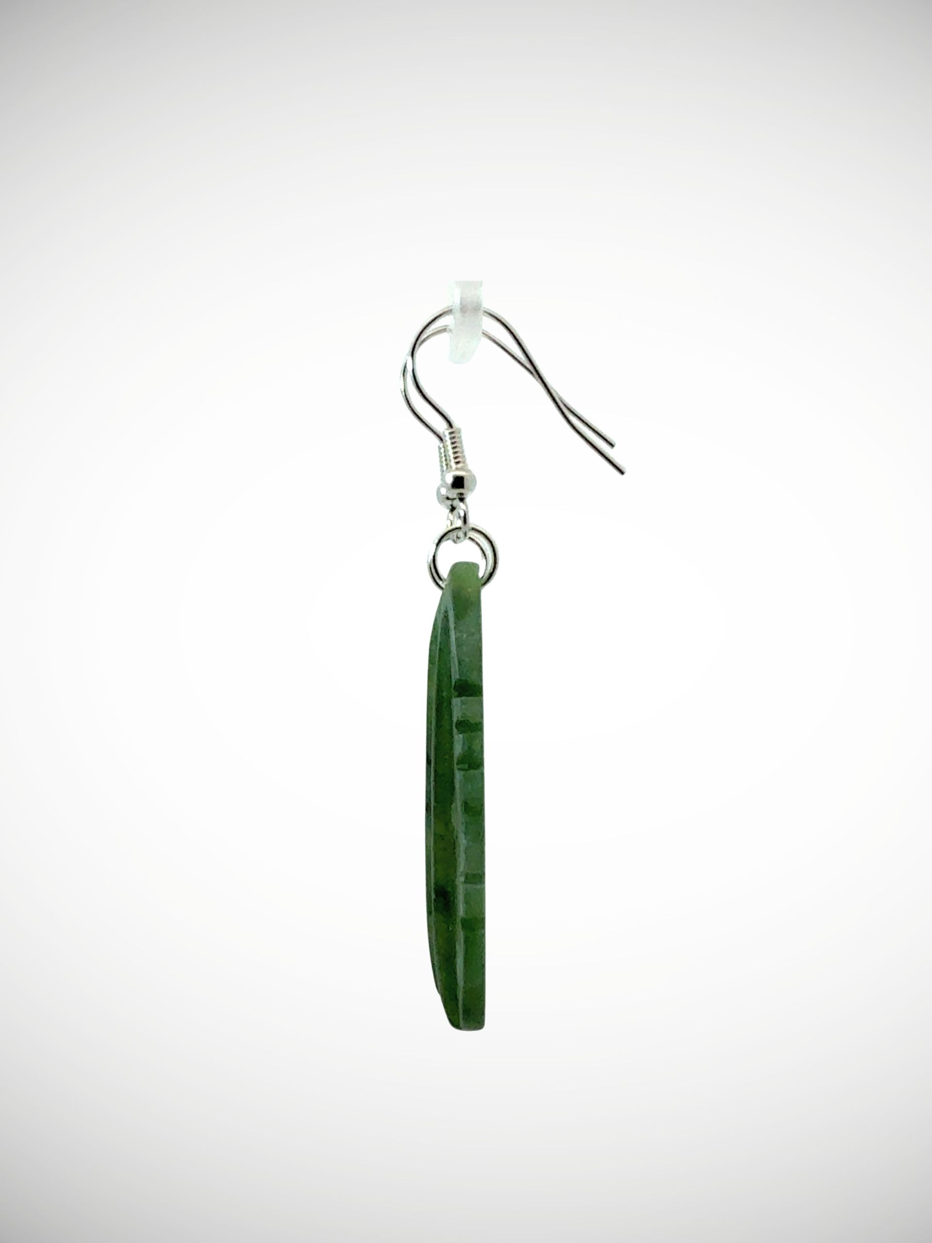Moko Pounamu Genuine NZ Kawakawa Greenstone & Sterling Silver Earrings - Waihakeke