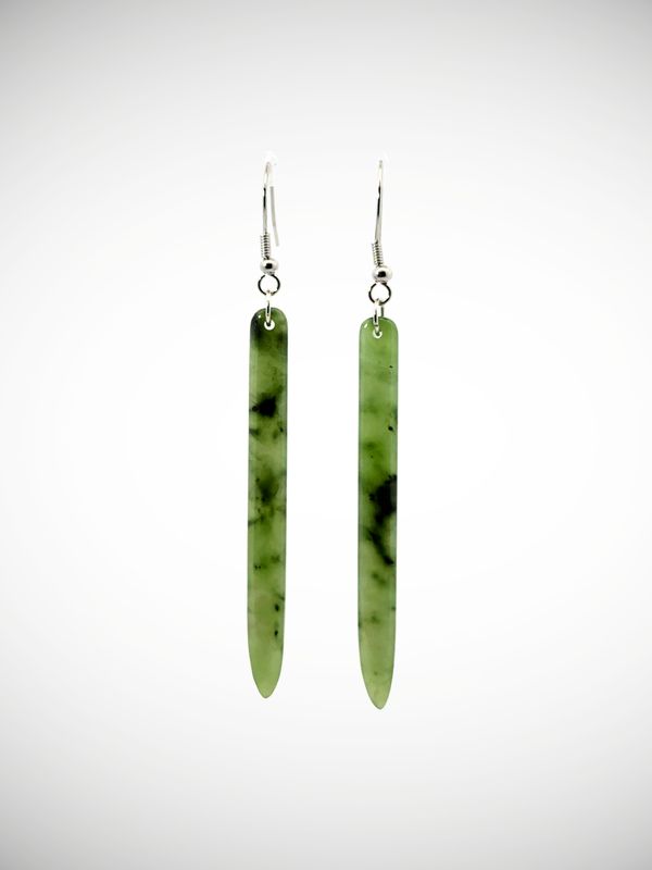 Moko Pounamu Genuine NZ Kahurangi Greenstone & Sterling Silver Earrings - Waiharakeke