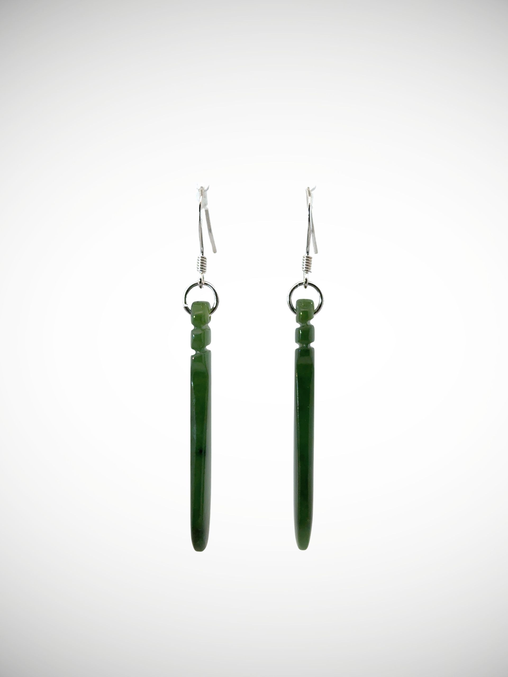 Moko Pounamu Genuine NZ Kawakawa Greenstone & Sterling Silver Earrings - Waiharuru