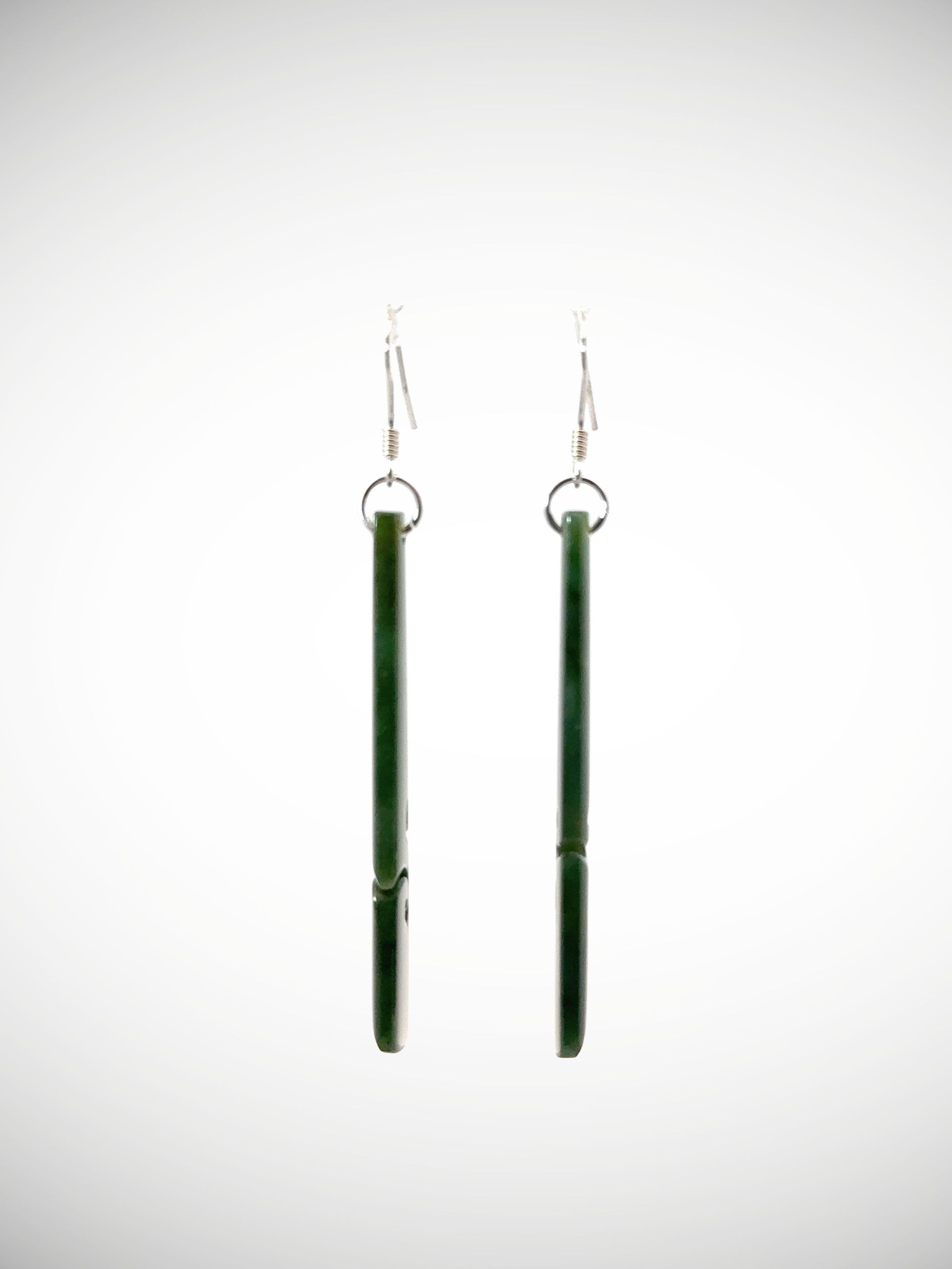 Moko Pounamu Genuine NZ Kawakawa Greenstone & Sterling Silver Earrings - Waihemo