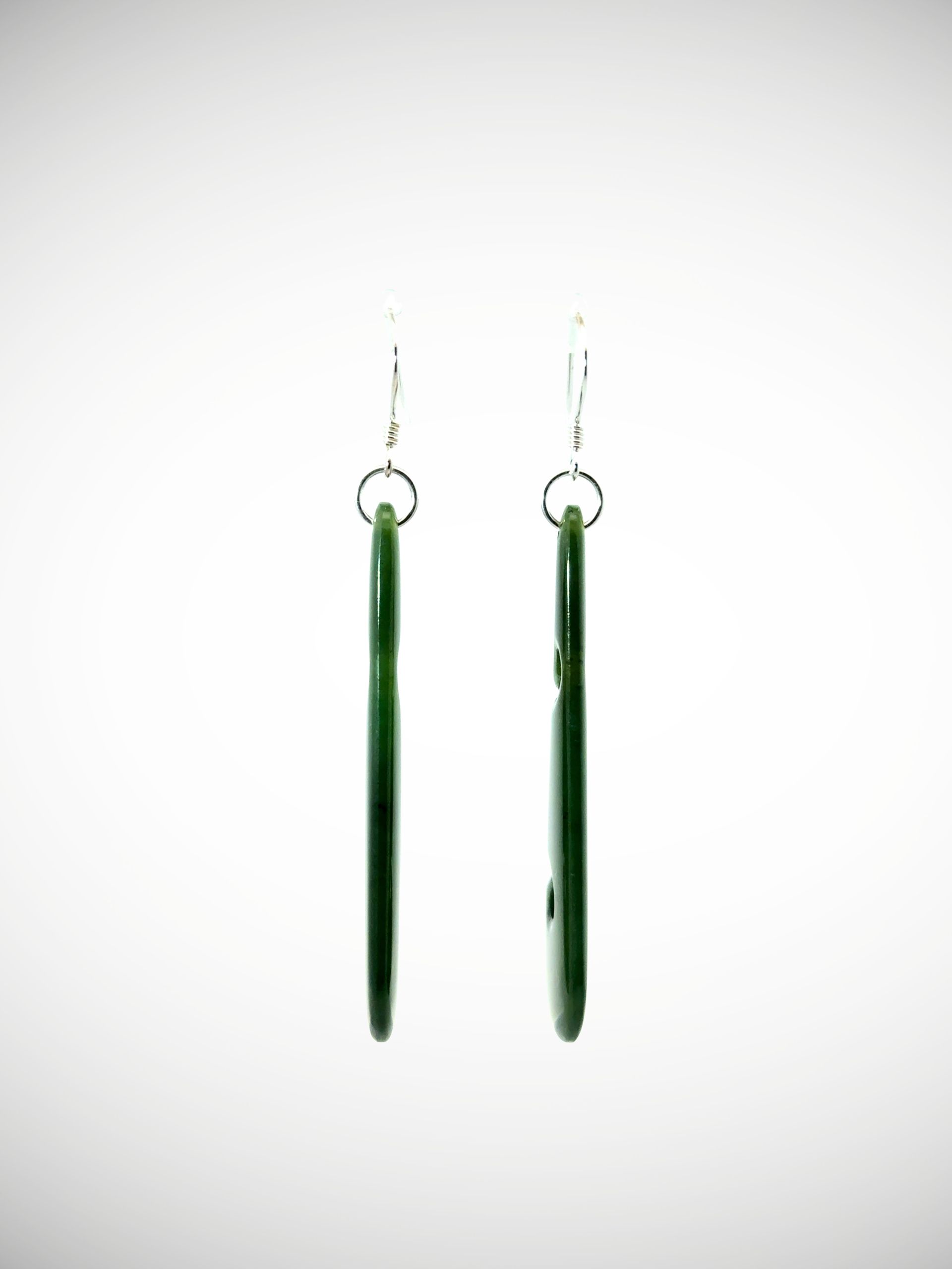 Moko Pounamu Genuine NZ Kawakawa Greenstone & Sterling Silver Earrings - Waihoaka