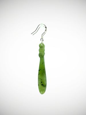 Moko Pounamu Genuine NZ Kawakawa Greenstone & Sterling Silver Earrings - Waihopo
