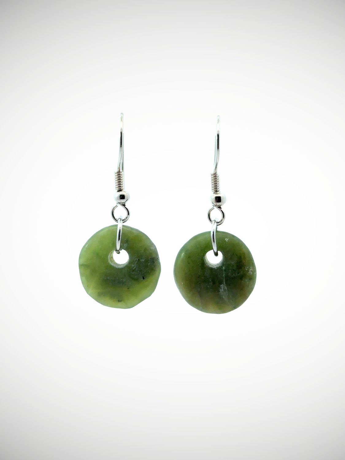 Moko Pounamu Porohita (Disc) Genuine NZ Kawakawa Greenstone & Sterling Silver Earrings - Waihua Moko Pounamu Porohita (Disc) Genuine NZ Kawakawa Greenstone & Sterling Silver Earrings - Waihua