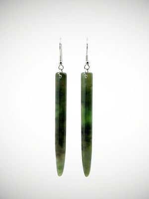 Moko Pounamu Genuine NZ Kawakawa Greenstone & Sterling Silver Earrings - Waihau Moko Pounamu Genuine NZ Kawakawa Greenstone & Sterling Silver Earrings - Waihau