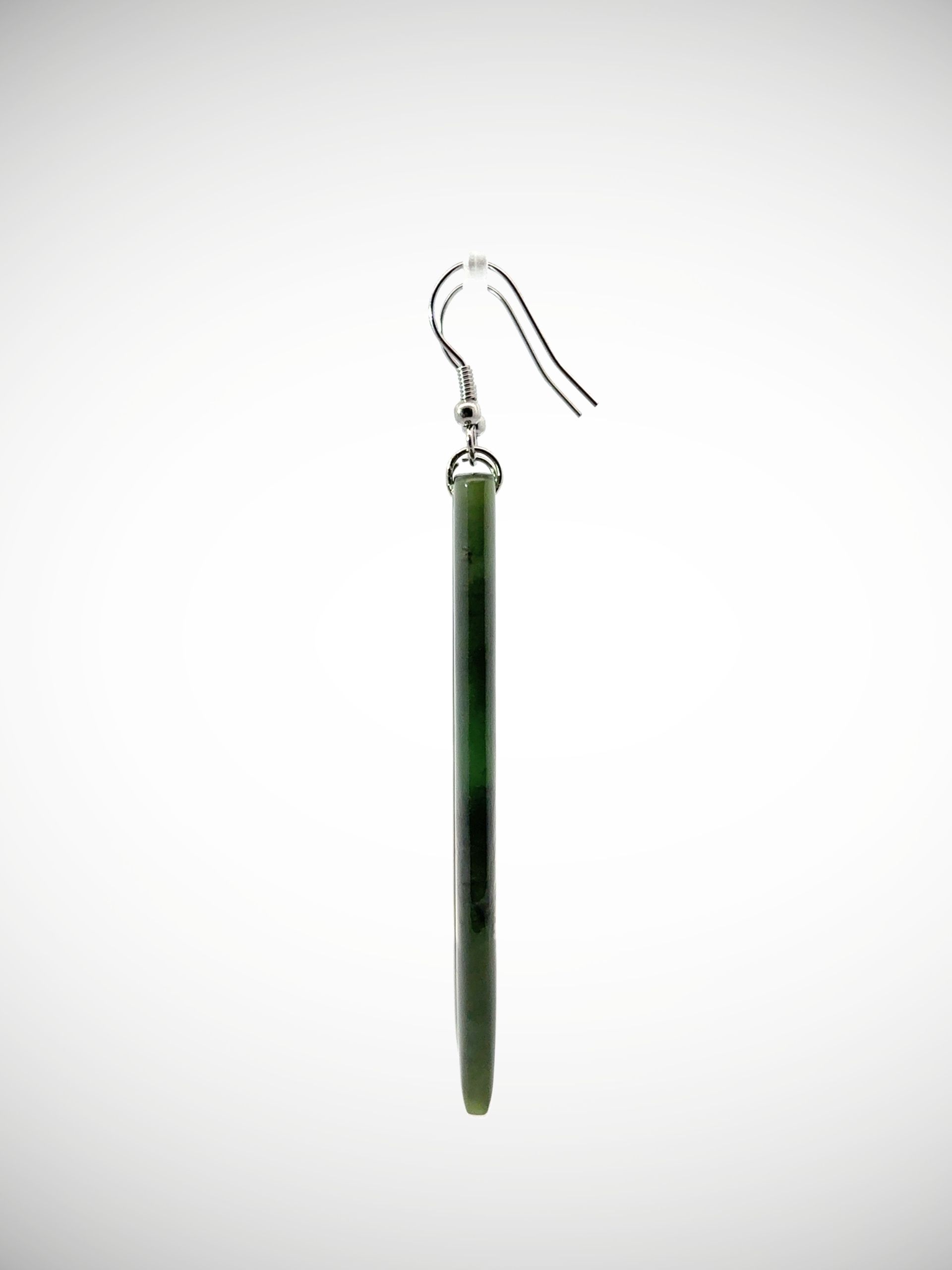 Moko Pounamu Genuine NZ Kawakawa Greenstone & Sterling Silver Earrings - Waihau