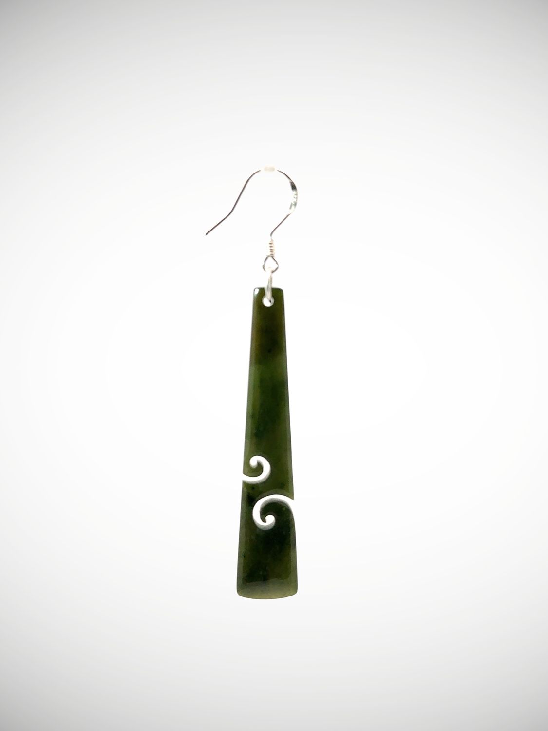 Moko Pounamu Genuine NZ Kawakawa Greenstone & Sterling Silver Earrings - Waihemo Moko Pounamu Genuine NZ Kawakawa Greenstone & Sterling Silver Earrings - Waihemo