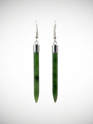 Moko Pounamu Genuine NZ Kawakawa Greenstone & Sterling Silver Earrings - Waihinau Moko Pounamu Genuine NZ Kawakawa Greenstone & Sterling Silver Earrings - Waihinau