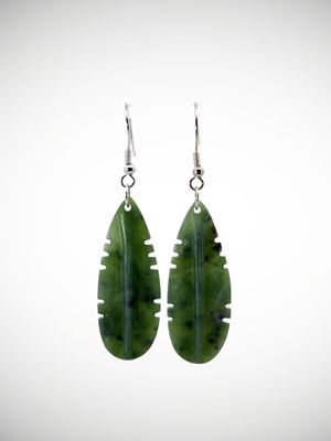 Moko Pounamu Genuine NZ Kawakawa Greenstone & Sterling Silver Earrings - Waihirere Moko Pounamu Genuine NZ Kawakawa Greenstone & Sterling Silver Earrings - Waihirere