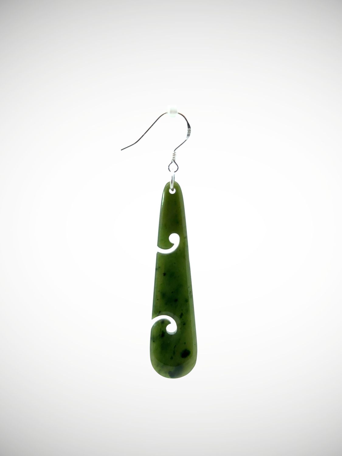 Moko Pounamu Genuine NZ Kawakawa Greenstone & Sterling Silver Earrings - Waihoaka Moko Pounamu Genuine NZ Kawakawa Greenstone & Sterling Silver Earrings - Waihoaka