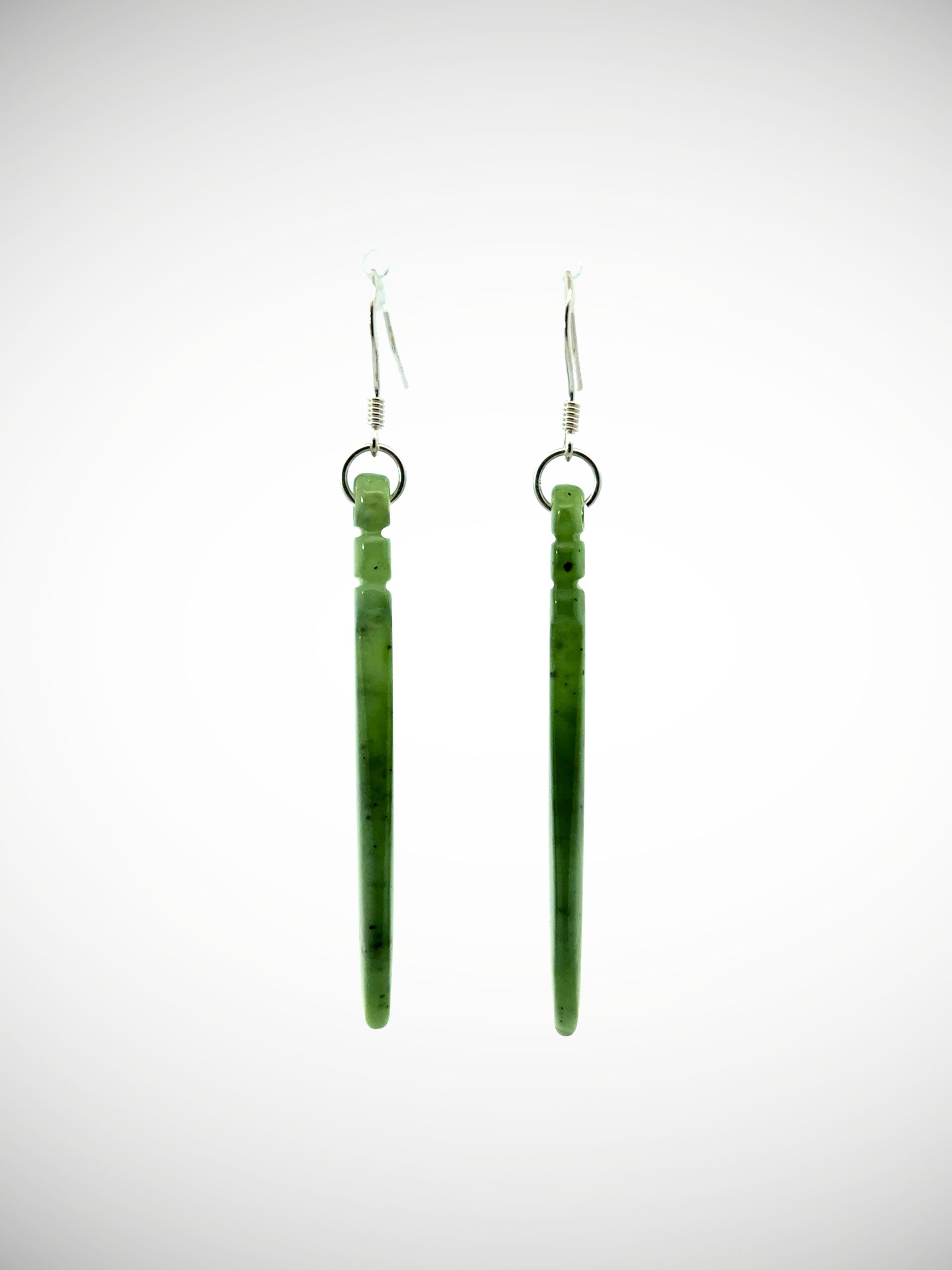 Moko Pounamu Genuine NZ Kawakawa Greenstone & Sterling Silver Earrings - Waihopo