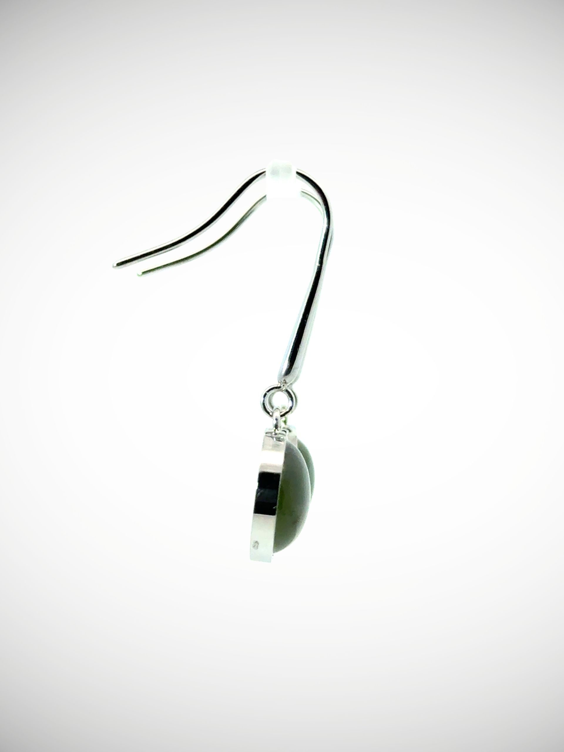 Moko Pounamu Porohita (Disc) Genuine NZ Kawakawa Greenstone & Sterling Silver Earrings - Waikakahi