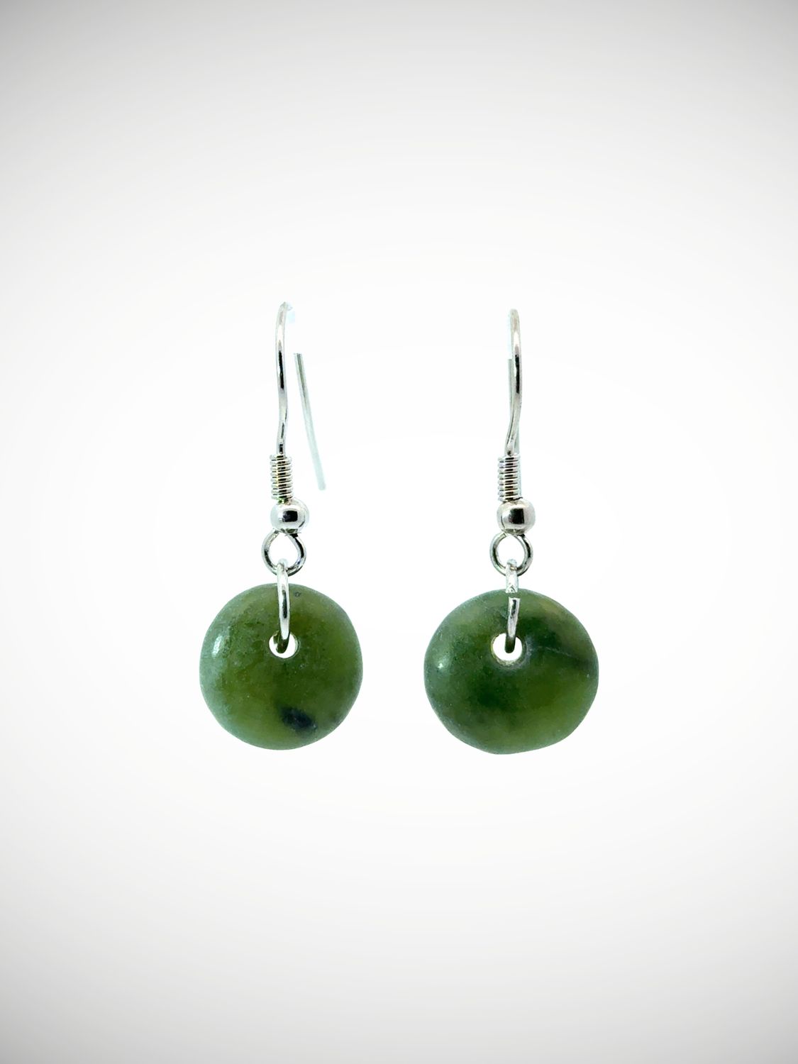 Moko Pounamu Porohita (Disc) Genuine NZ Kawakawa Greenstone & Sterling Silver Earrings - Waikanae Moko Pounamu Porohita (Disc) Genuine NZ Kawakawa Greenstone & Sterling Silver Earrings - Waikanae