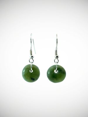 Moko Pounamu Porohita (Disc) Genuine NZ Kawakawa Greenstone & Sterling Silver Earrings - Waikanae Moko Pounamu Porohita (Disc) Genuine NZ Kawakawa Greenstone & Sterling Silver Earrings - Waikanae
