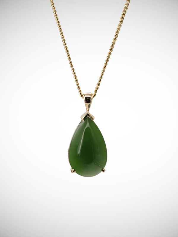 Moko Pounamu Roimata (Drop) Genuine NZ Kahurangi Greenstone & 9ct Gold - Waione Moko Pounamu Roimata (Drop) Genuine NZ Kahurangi Greenstone & 9ct Gold - Waione
