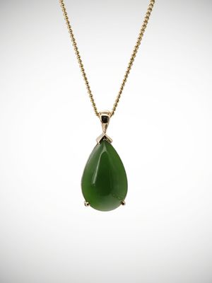 Moko Pounamu Roimata (Drop) Genuine NZ Kahurangi Greenstone & 9ct Gold - Waione Moko Pounamu Roimata (Drop) Genuine NZ Kahurangi Greenstone & 9ct Gold - Waione