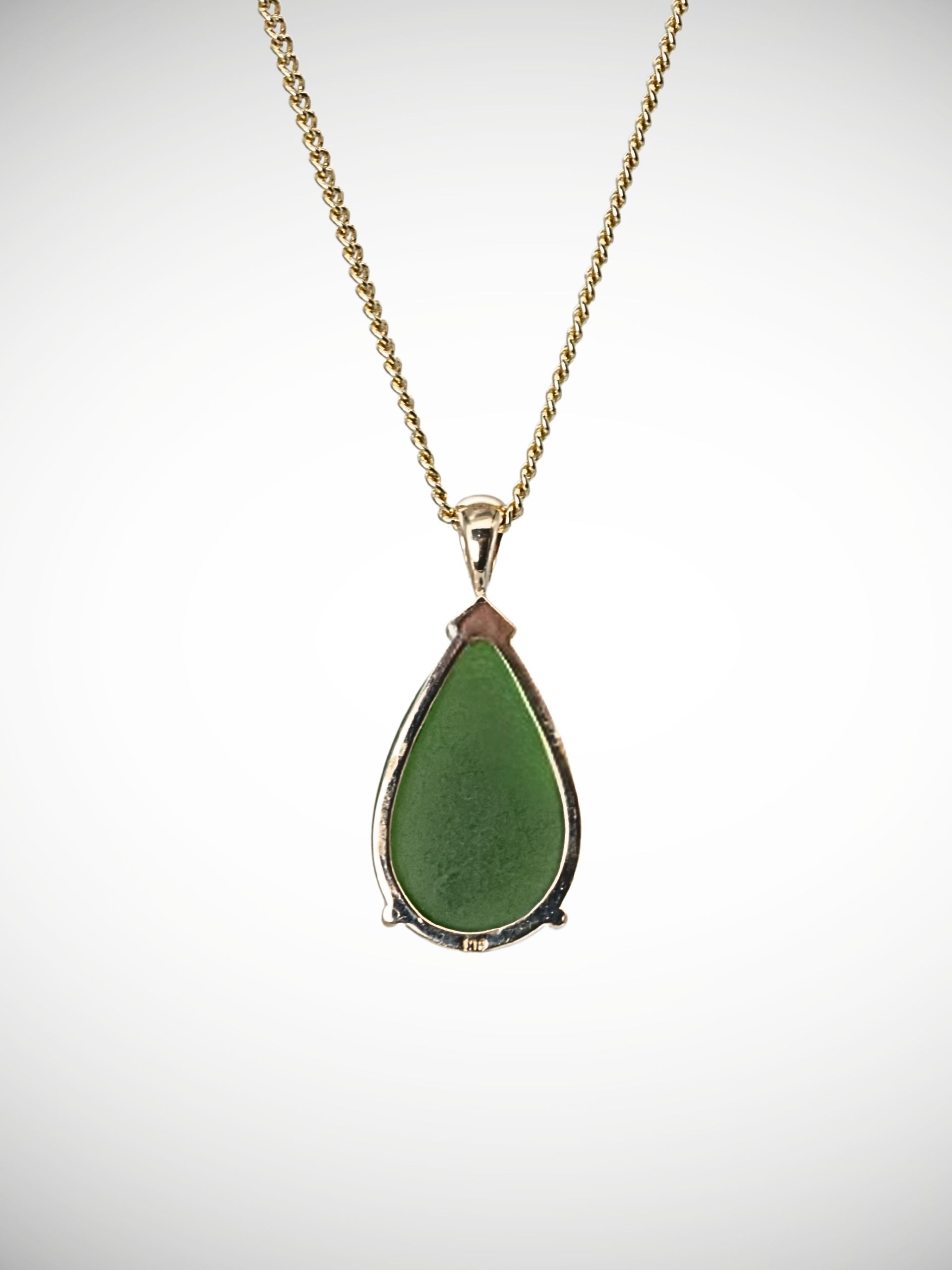 Moko Pounamu Roimata (Drop) Genuine NZ Kahurangi Greenstone & 9ct Gold - Waione