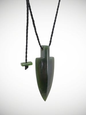 Moko Pounamu Arrow Head Pendant Genuine NZ Kawakawa Greenstone - Pikowai