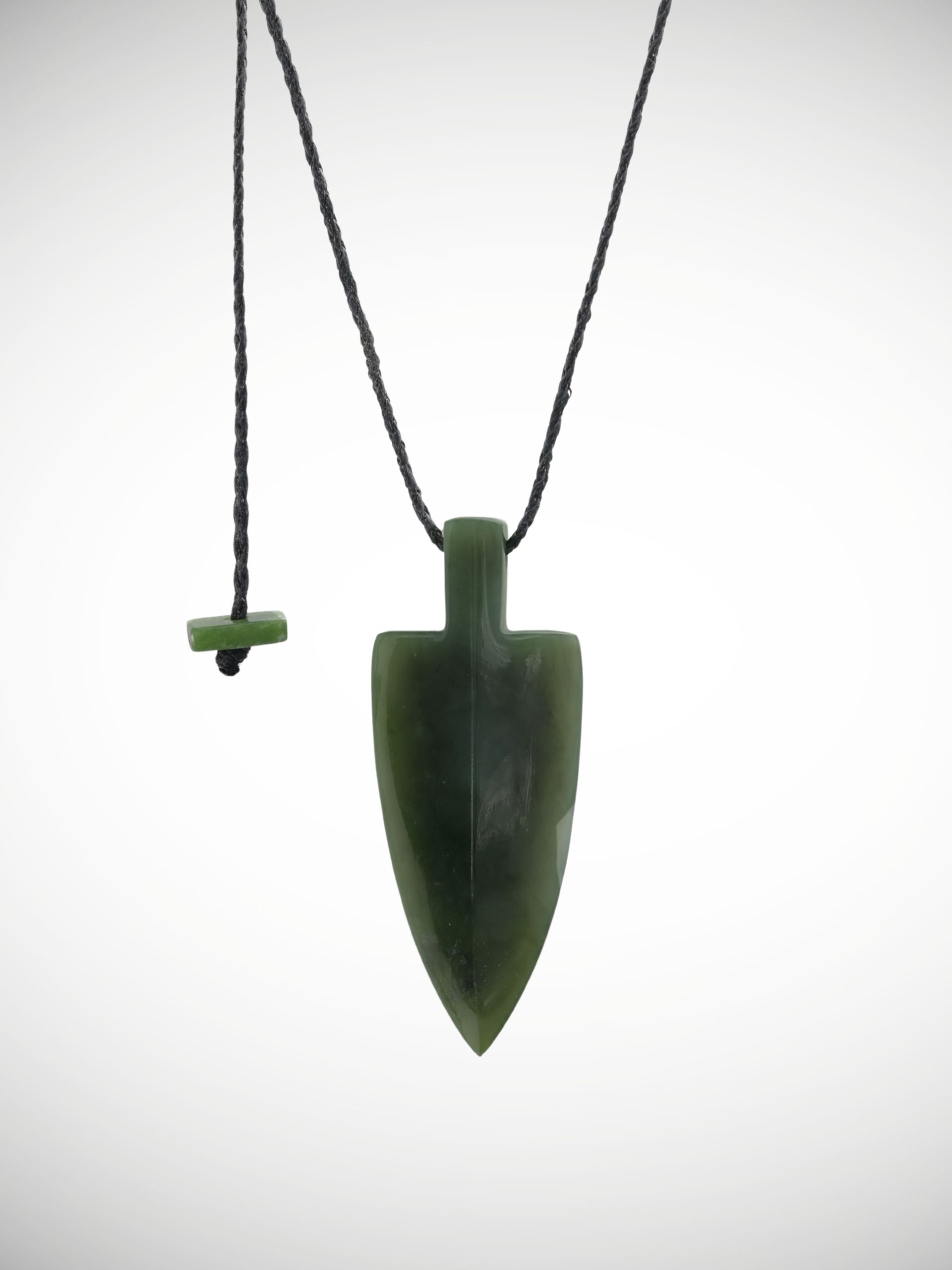 Moko Pounamu Arrow Head Pendant Genuine NZ Kawakawa Greenstone - Pikowai