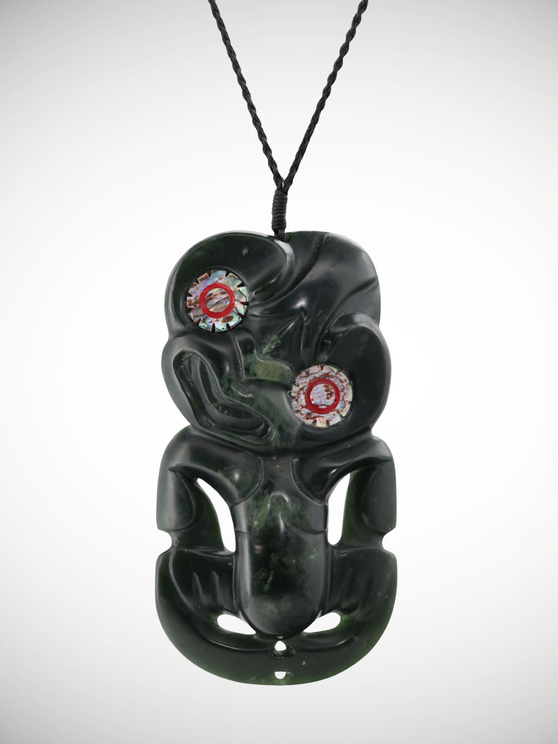 Moko Pounamu Hei Tiki Genuine NZ Kawakawa Greenstone - Maungatua Moko Pounamu Hei Tiki Genuine NZ Kawakawa Greenstone - Maungatua