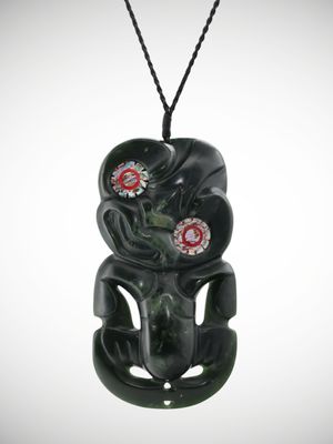 Moko Pounamu Hei Tiki Genuine NZ Kawakawa Greenstone - Maungatua Moko Pounamu Hei Tiki Genuine NZ Kawakawa Greenstone - Maungatua