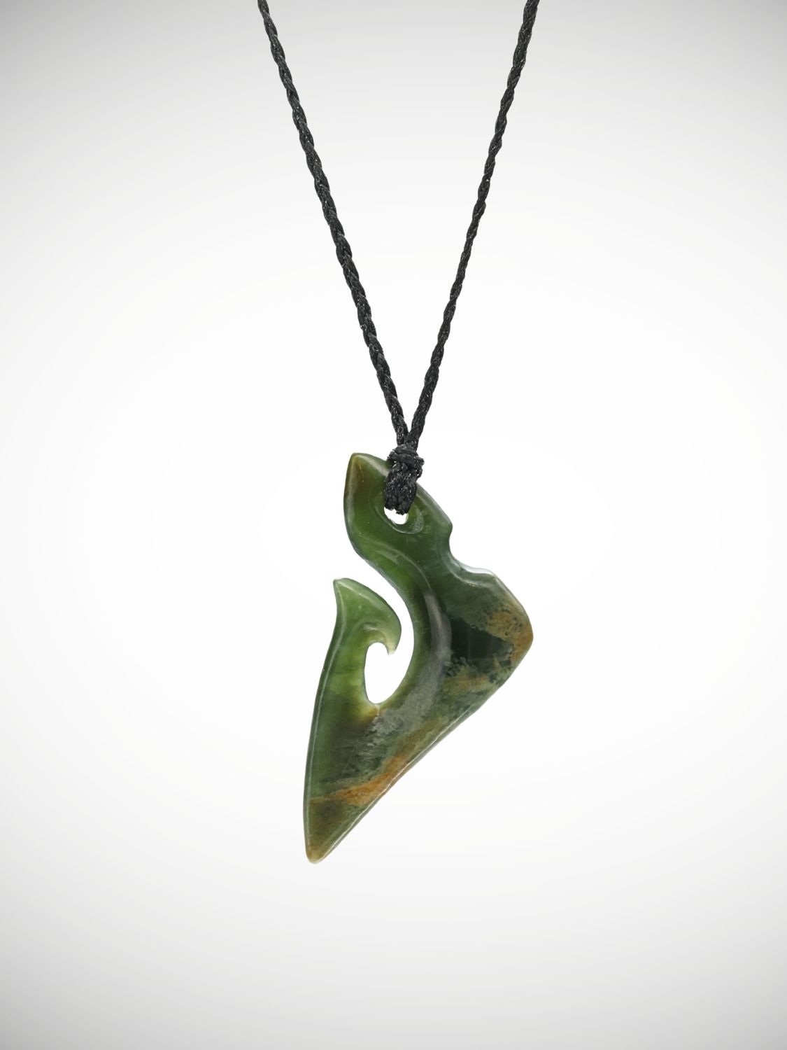 Moko Pounamu Hei Matau (Hook) Genuine NZ Kawakawa Flower Greenstone - Mangatea Moko Pounamu Hei Matau (Hook) Genuine NZ Kawakawa Flower Greenstone - Mangatea