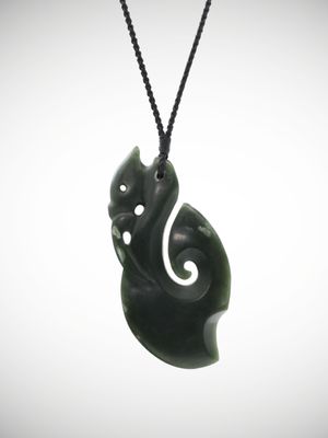 Moko Pounamu Manaia Genuine NZ Kawakawa Greenstone - Mangati
