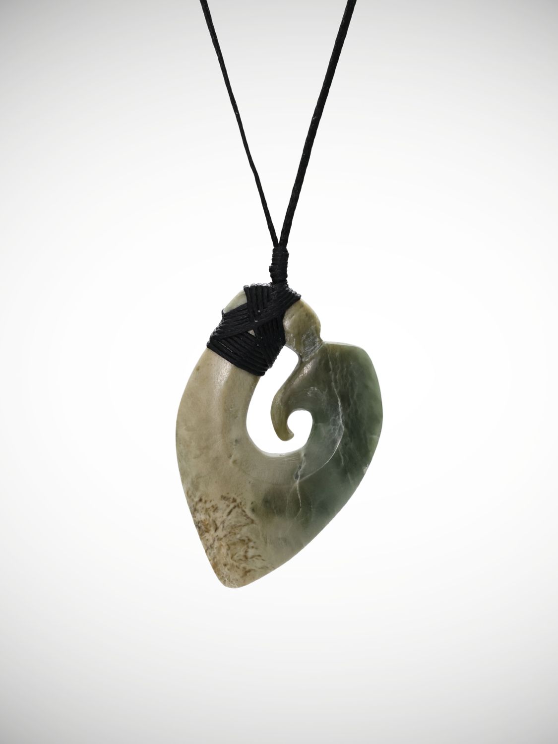 Moko Pounamu Hei Matau Genuine NZ Inanga Flower Greenstone - Kararoa Moko Pounamu Hei Matau Genuine NZ Inanga Flower Greenstone - Kararoa