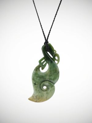 Moko Pounamu Manaia Genuine NZ Kawakawa Flower Greenstone - Maraetai