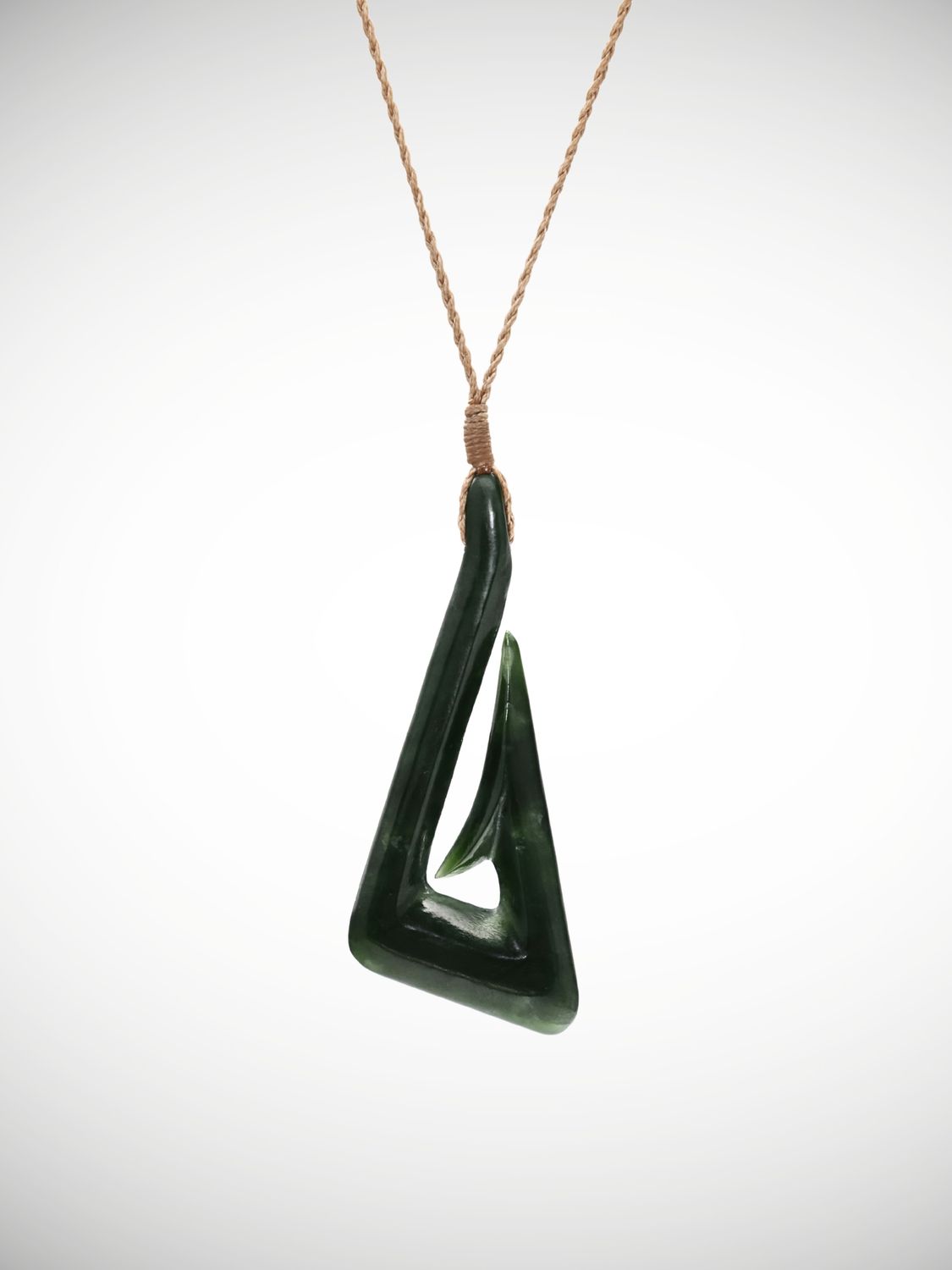 Moko Pounamu Hei Matau Genuine NZ Kawakawa Greenstone - Mangamuka