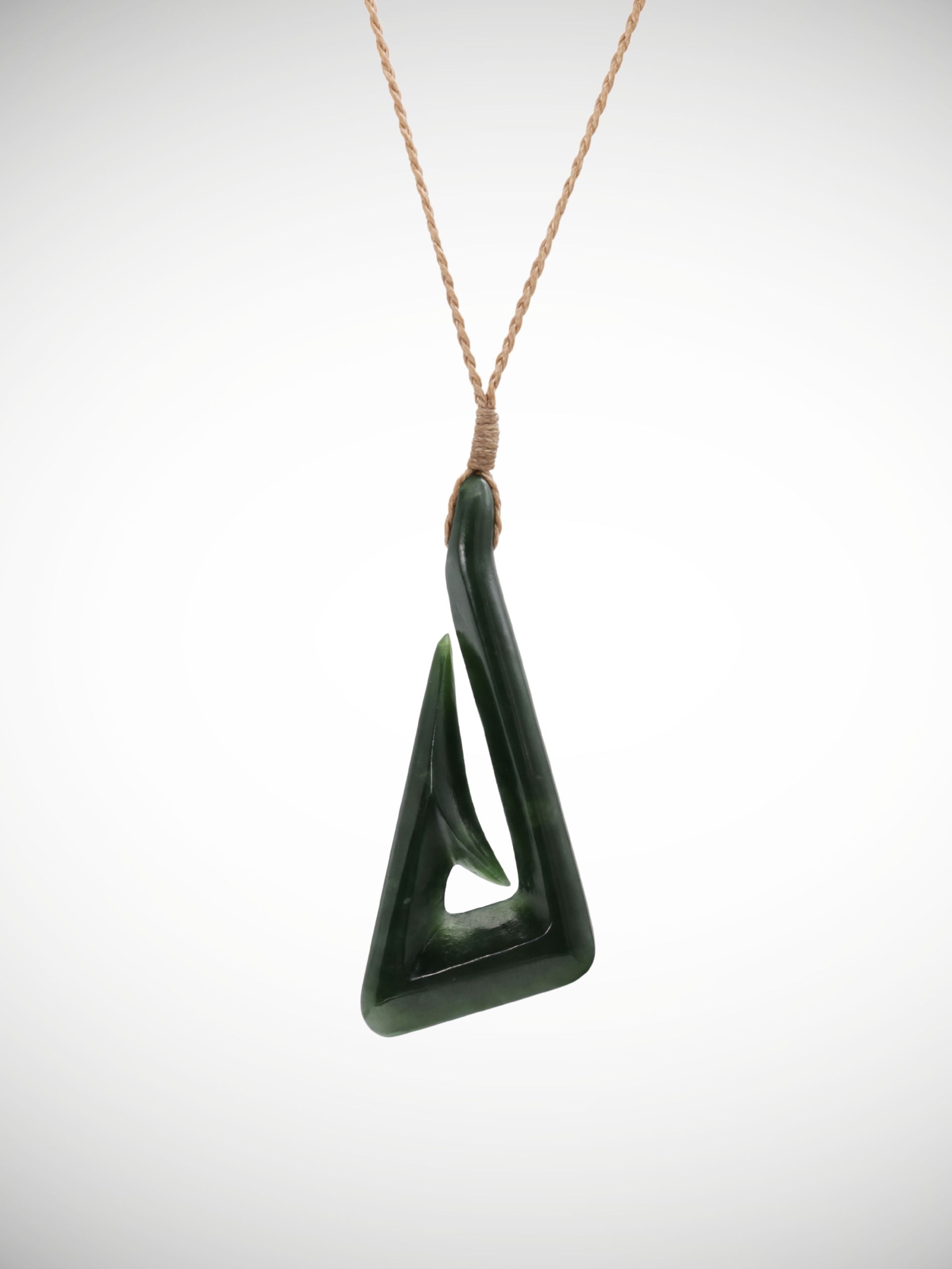 Moko Pounamu Hei Matau Genuine NZ Kawakawa Greenstone - Mangamuka