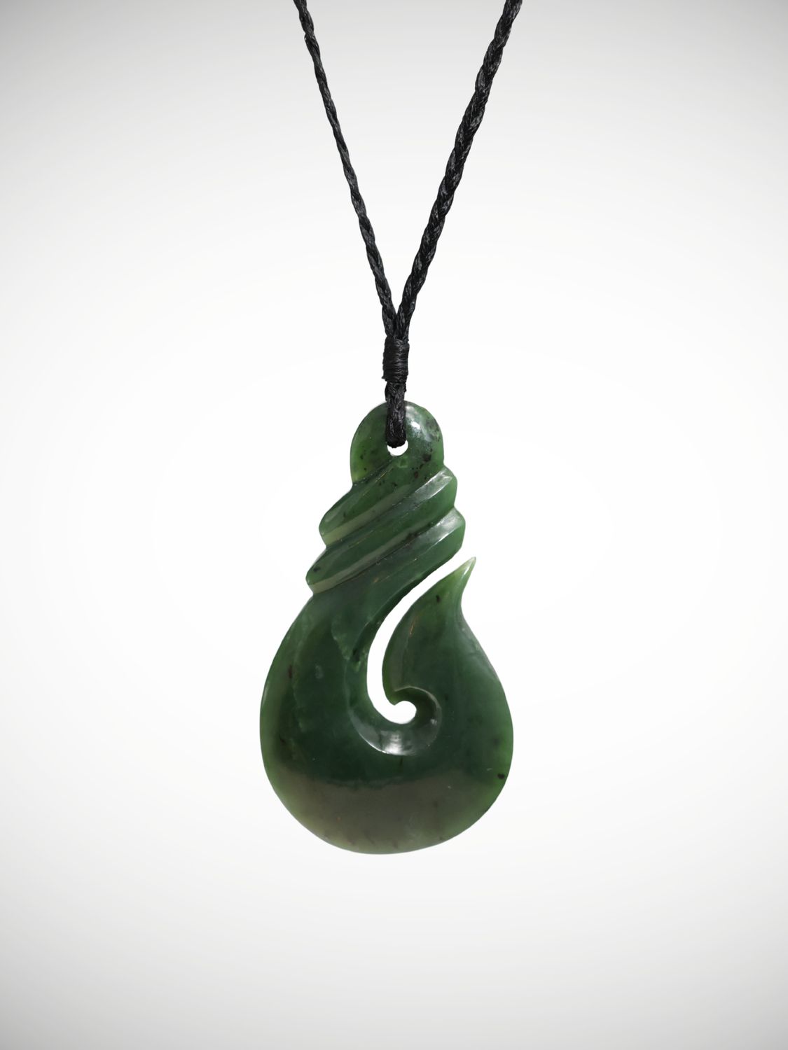 Moko Pounamu Hei Matau Genuine NZ Kawakawa Greenstone - Motunau