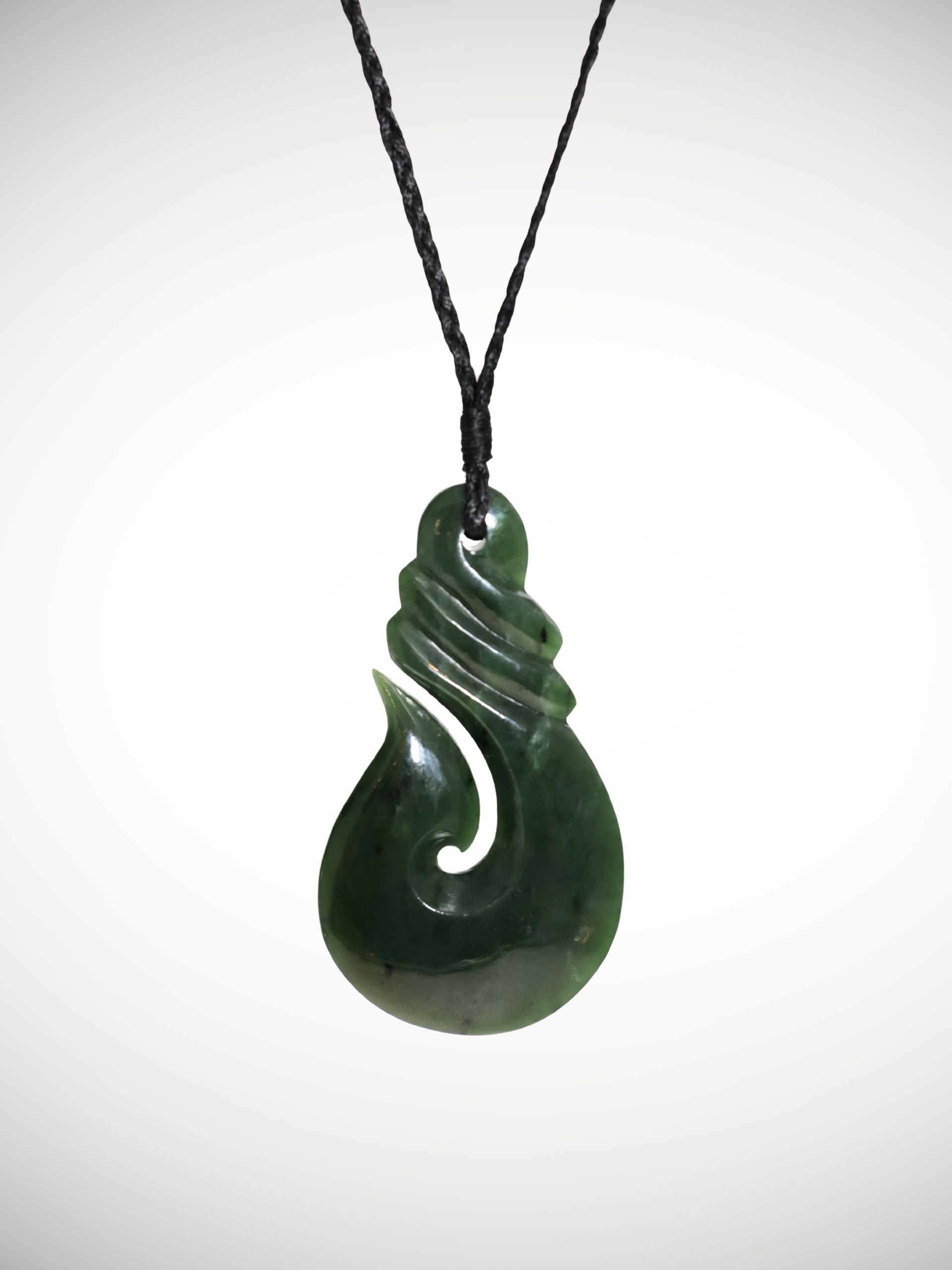 Moko Pounamu Hei Matau Genuine NZ Kawakawa Greenstone - Motunau