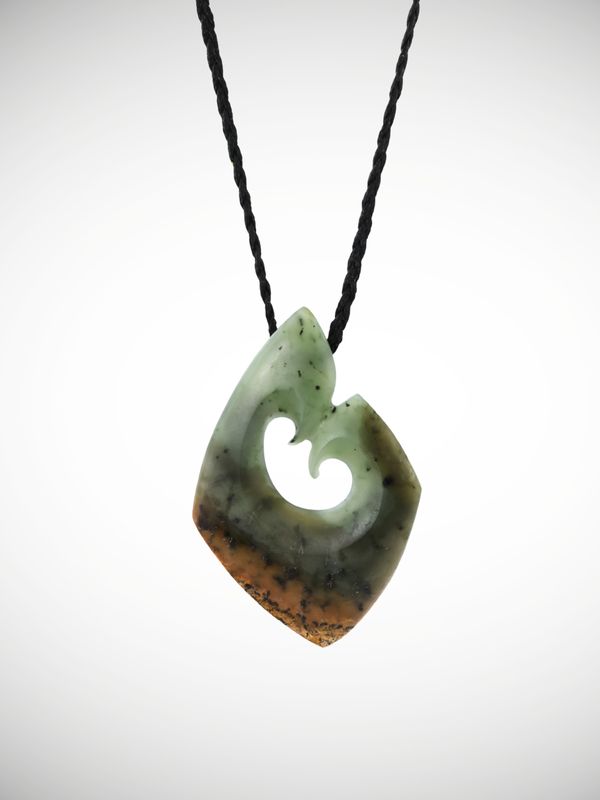 Moko Pounamu Koru NZ Genuine Kawakawa Flower Greenstone - Motukaraka