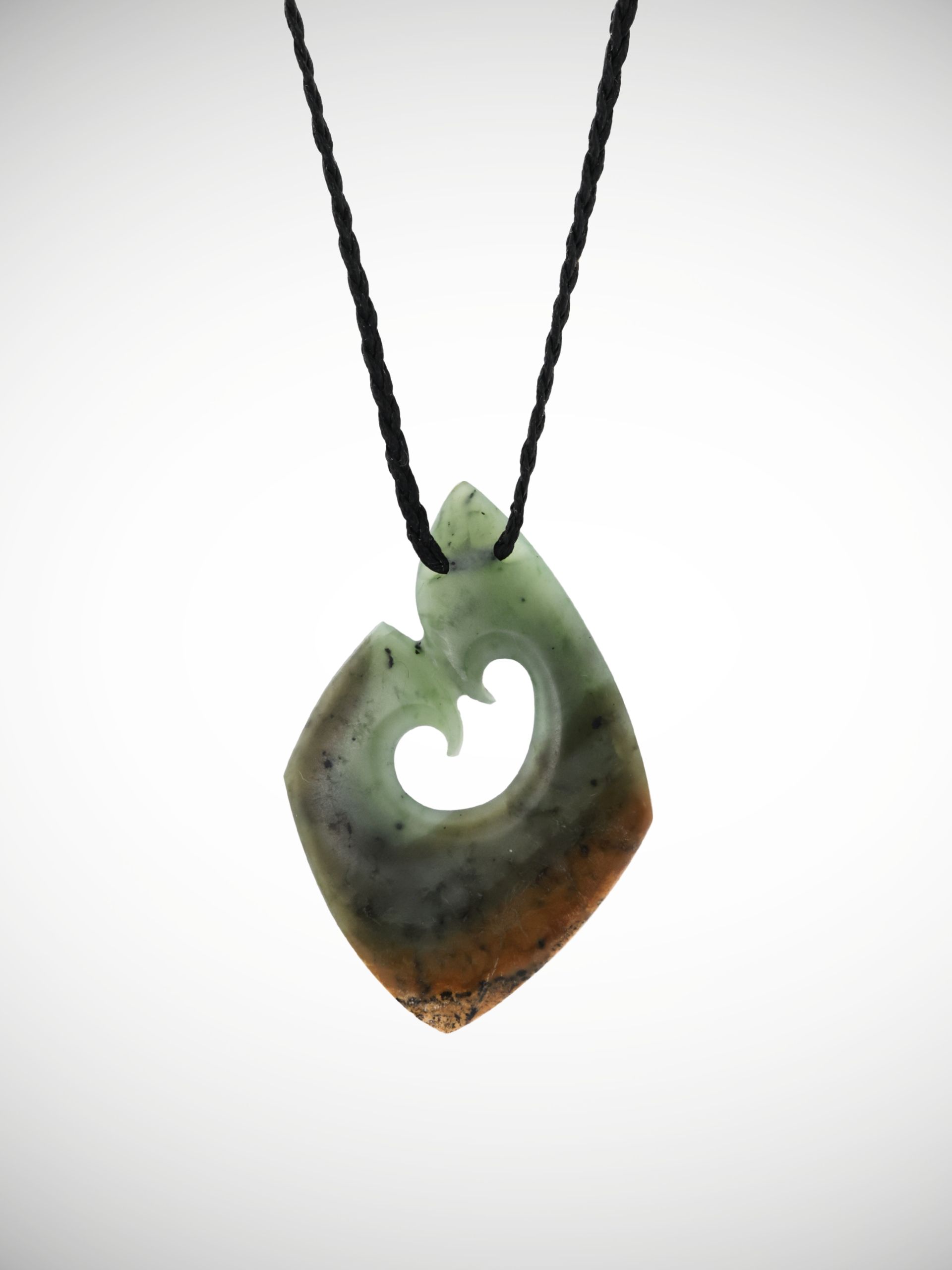 Moko Pounamu Koru NZ Genuine Kawakawa Flower Greenstone - Motukaraka