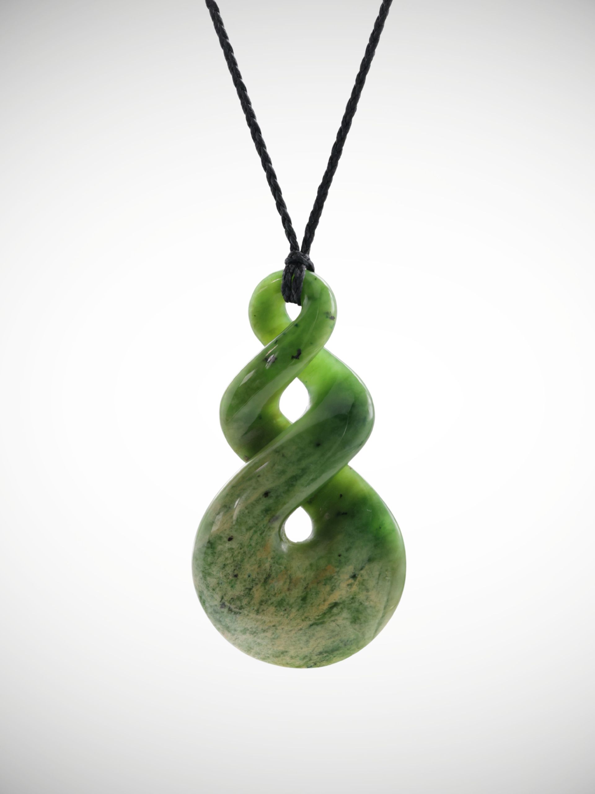 Moko Pounamu Double Pikorua (Twist) NZ Genuine Kahurangi Flower Greenstone - Mangamahu