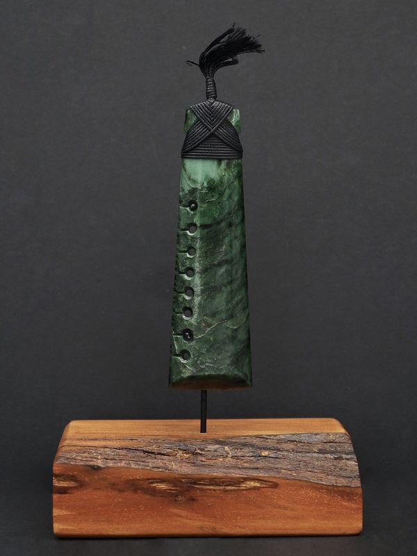 Moko Pounamu Notched Toki NZ Genuine Kawakawa Greenstone - Ohaaki
