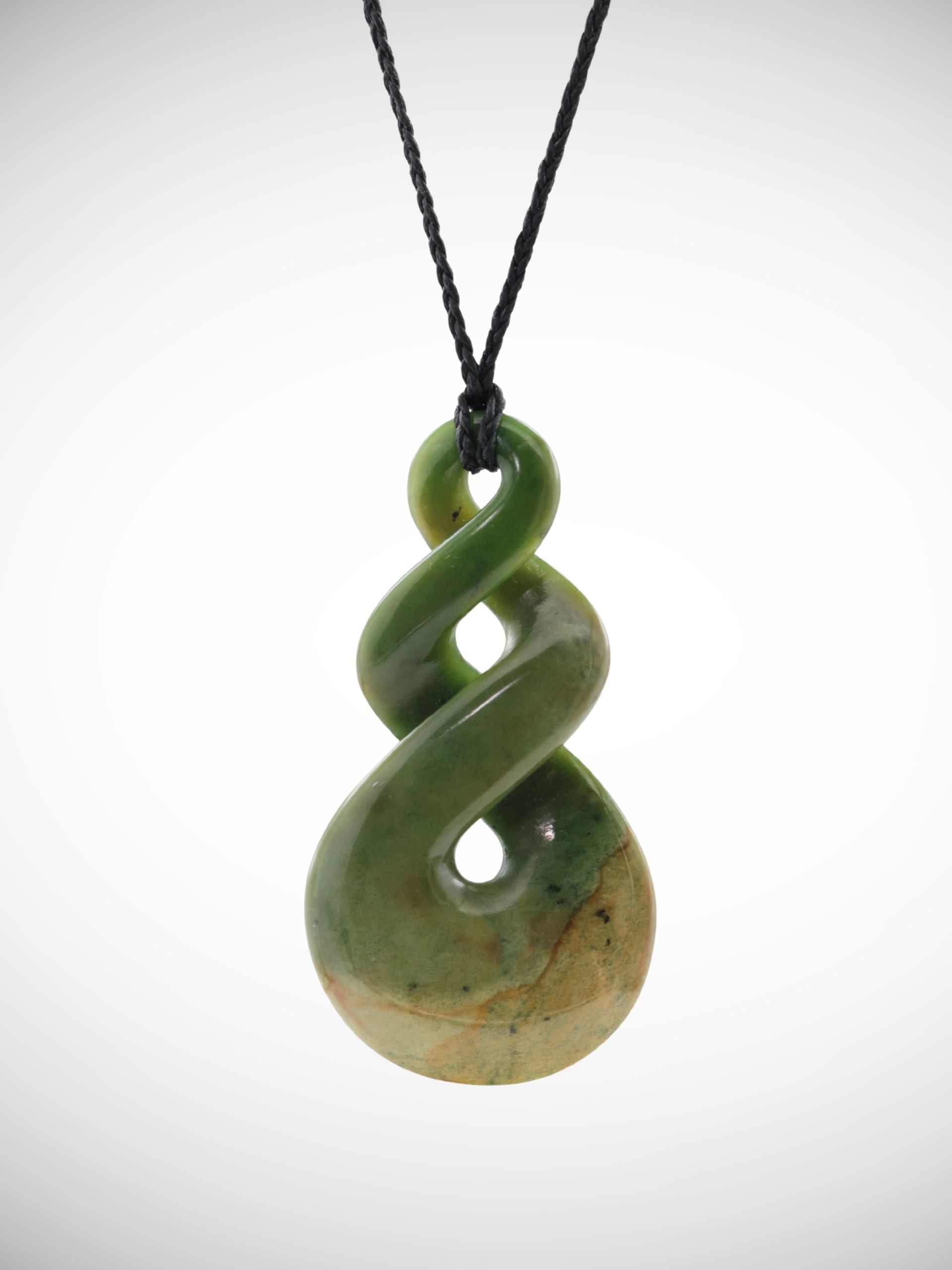 Moko Pounamu Double Pikorua (Twist) NZ Genuine Raukaraka Greenstone - Motukokopu