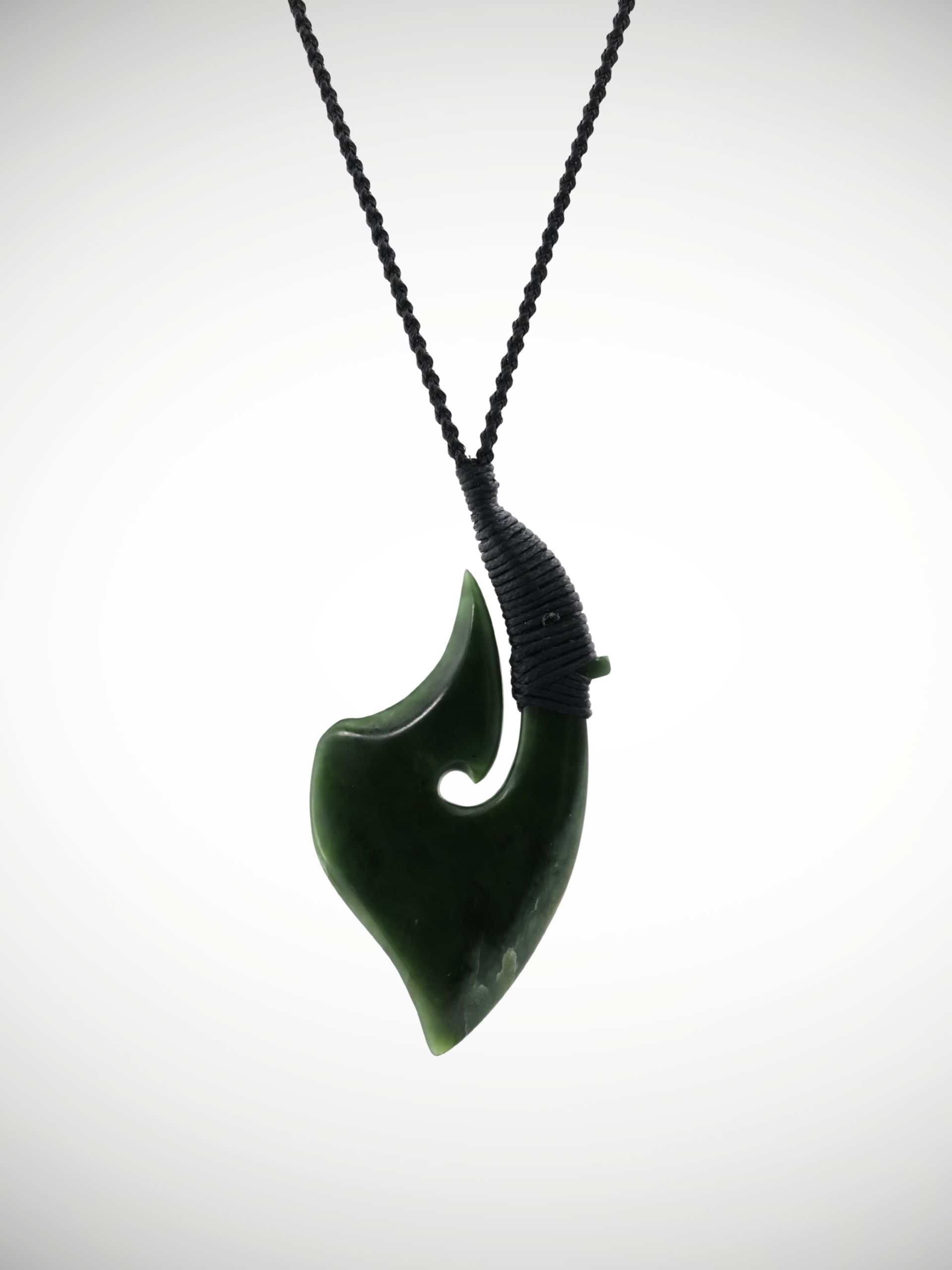 Moko Pounamu Hei Matau Genuine NZ Kawakawa Greenstone - Motupiu