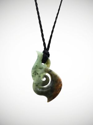 Moko Pounamu Single Pikorua Koru NZ Genuine Kawakawa Flower Greenstone - Motuoapa Moko Pounamu Single Pikorua Koru NZ Genuine Kawakawa Flower Greenstone - Motuoapa