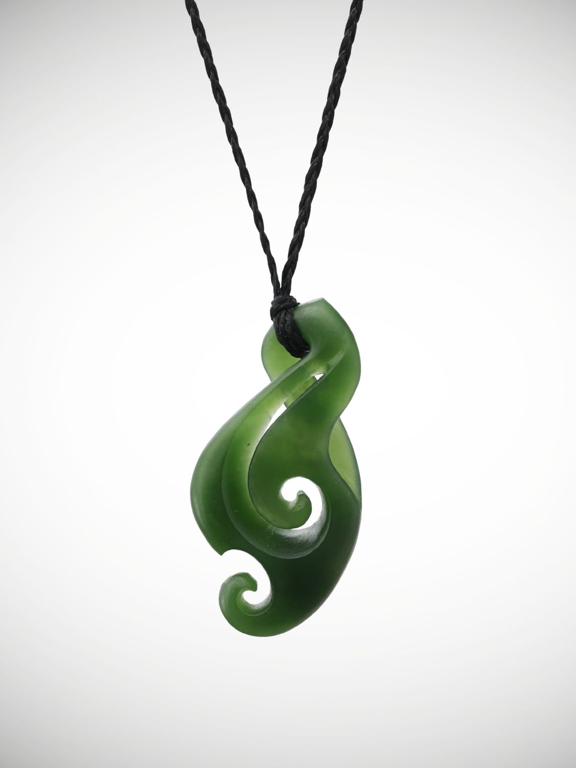 Moko Pounamu Single Pikorua Koru Genuine NZ  Kawakawa Flower Greenstone - Motutaiko
