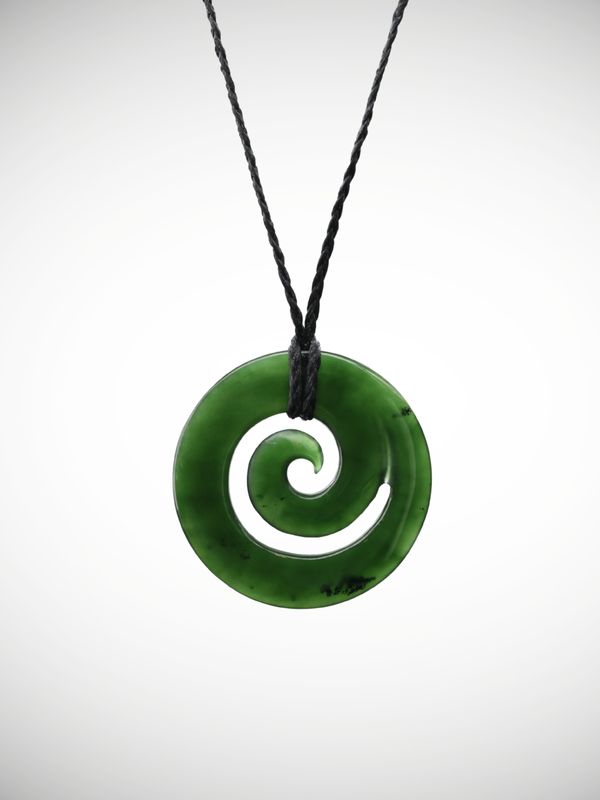 Moko Pounamu Koru Genuine NZ Kawakawa Greenstone - Kaitieke