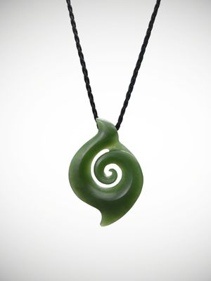 Moko Pounamu Koru Genuine NZ Kawakawa Greenstone - Kairua Moko Pounamu Koru Genuine NZ Kawakawa Greenstone - Kairua