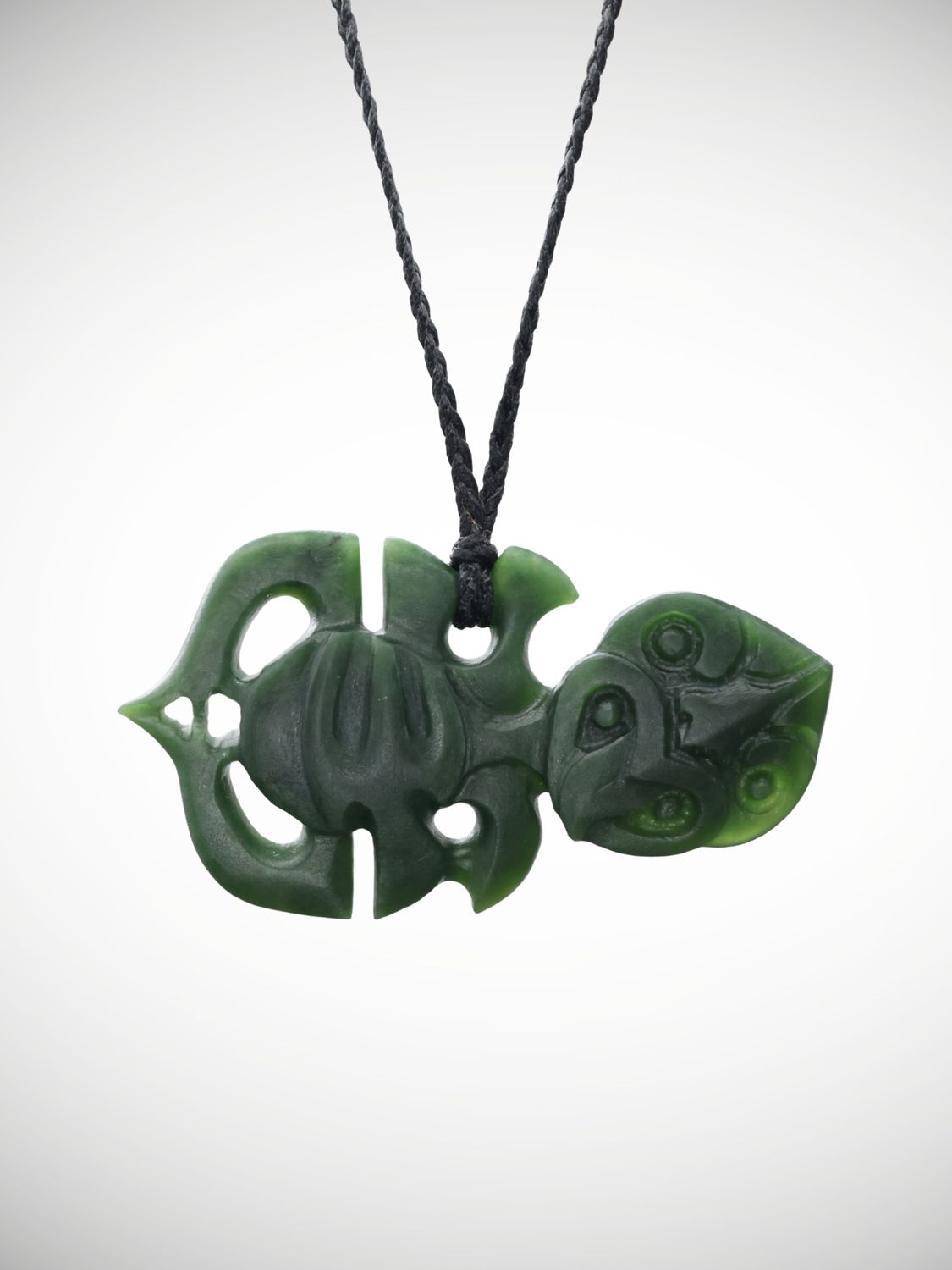 Moko Pounamu Hei Tiki Genuine NZ Kawakawa Greenstone - Kairara