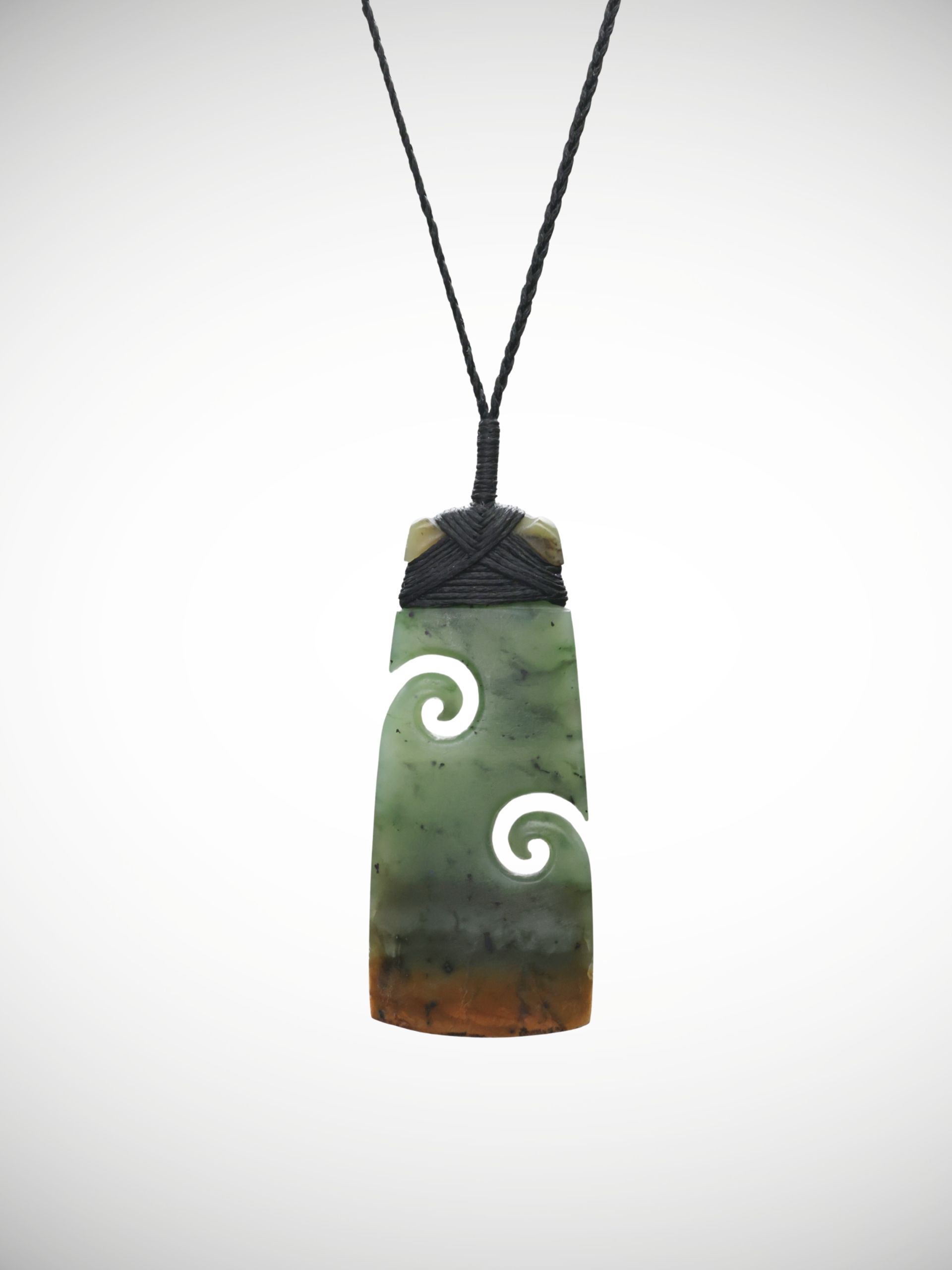 Moko Pounamu Toki with Koru Genuine NZ Inanga Flower Greenstone - Ohikanui