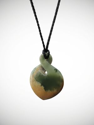 Moko Pounamu Pikorua Genuine NZ Inanga Flower Greenstone - Ohikaiti