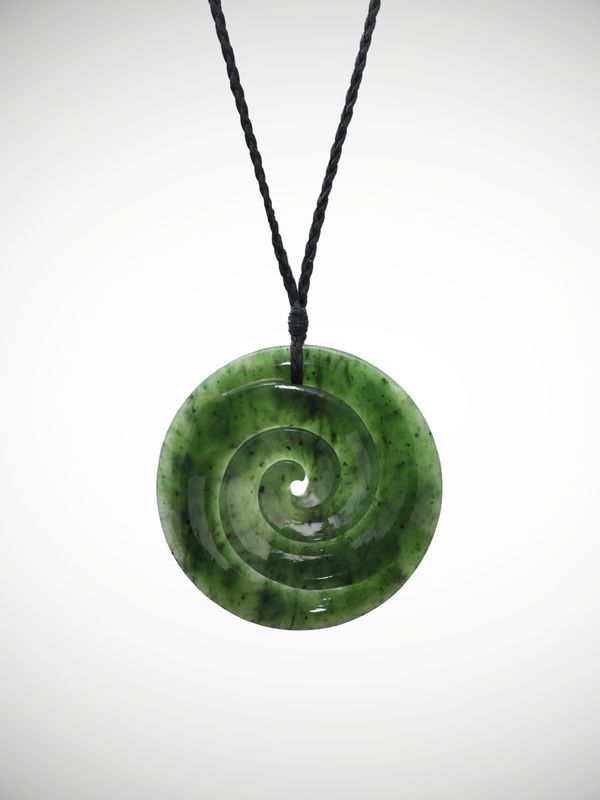 Moko Pounamu Double Koru NZ Genuine Kahurangi Greenstone - Mangateretere
