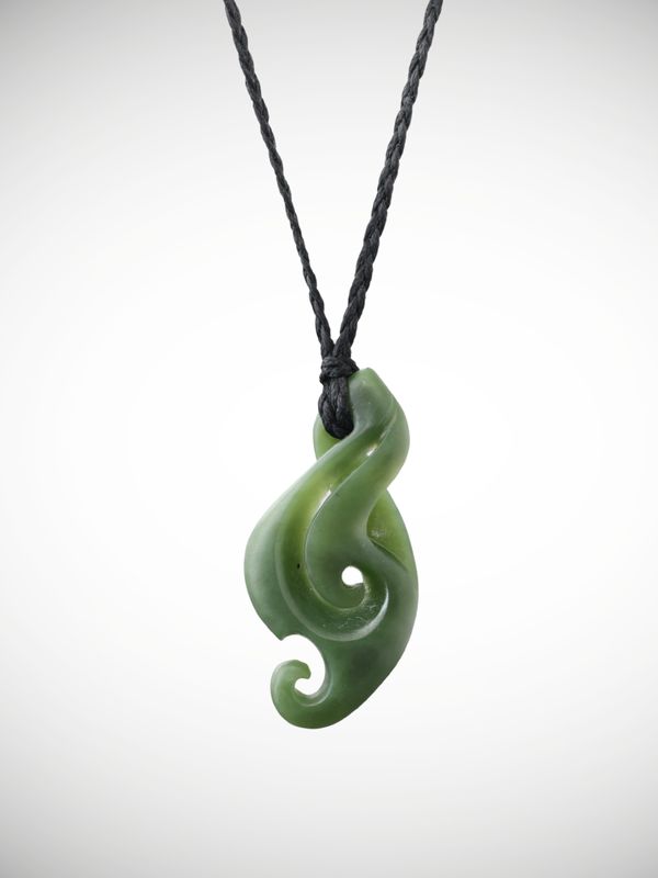 Moko Pounamu Single Pikorua Koru Genuine NZ  Kawakawa Greenstone - Maraeroa
