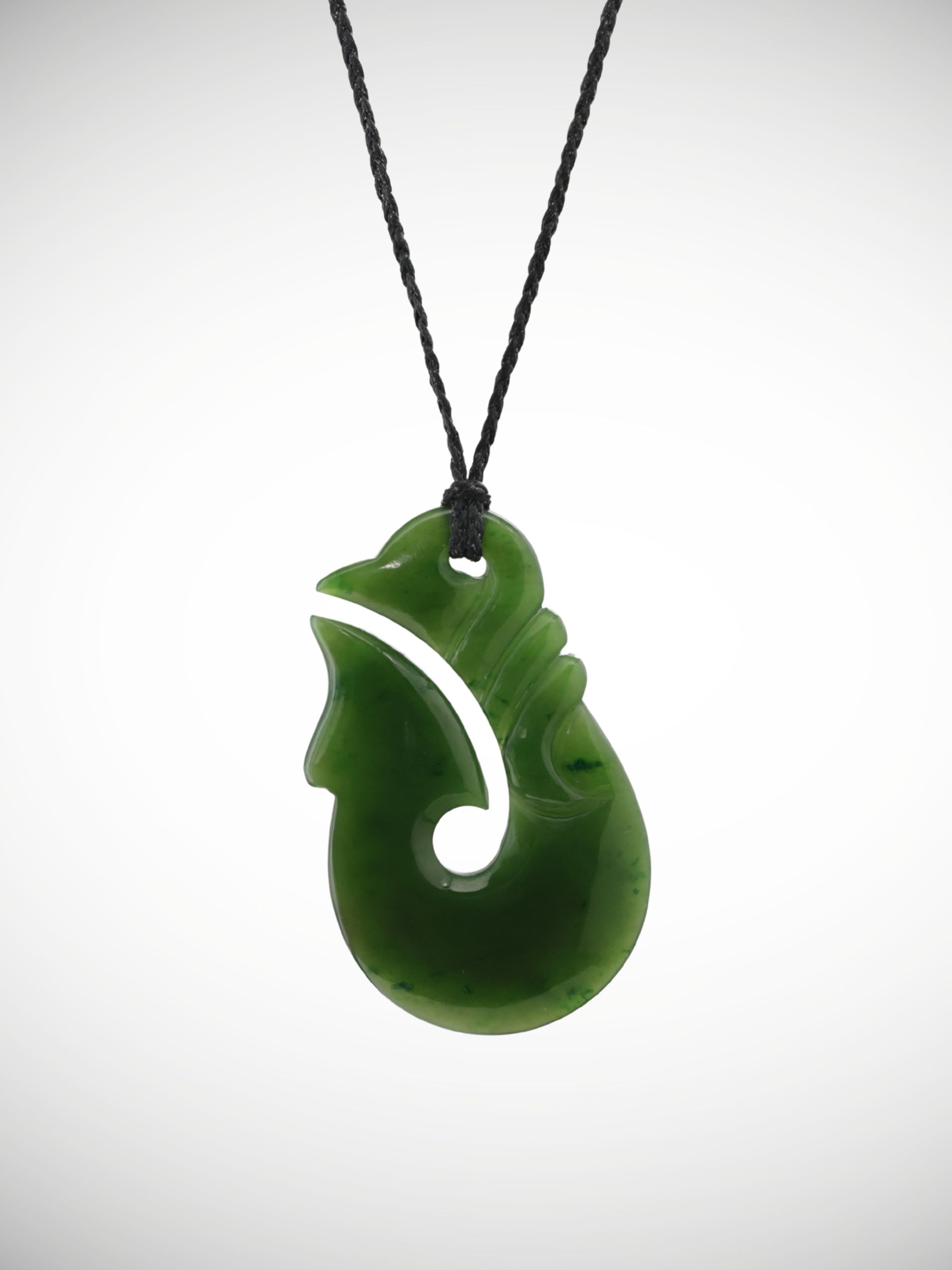 Moko Pounamu Hei Matau Genuine NZ Kawakawa Greenstone - Moanariri