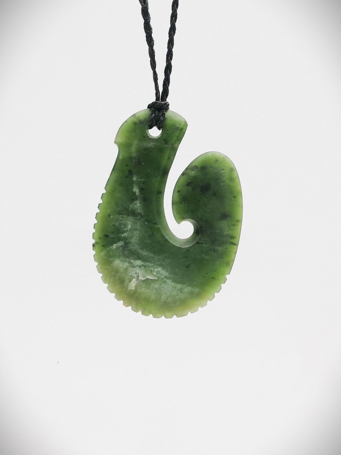 Moko Pounamu Hei Matau (Hook) NZ Genuine Hapopo Greenstone - Paerata Moko Pounamu Hei Matau (Hook) NZ Genuine Hapopo Greenstone - Paerata